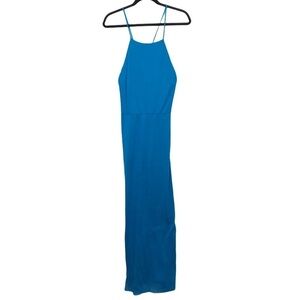 Ann Taylor Loft Beach Blue Tie Back Maxi Dress